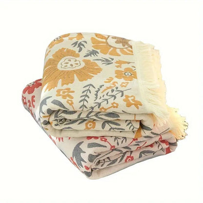 Reversible Floral Throw Blanket - Versailles Style Cozy Decor