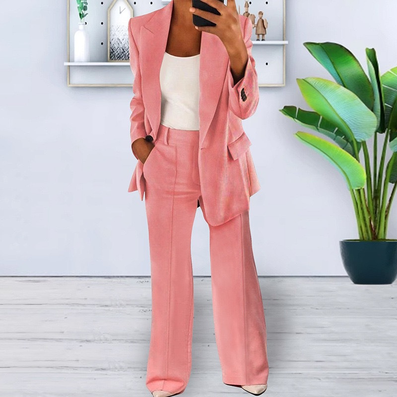 Ein-Knopf Blazer Hosenanzug Set