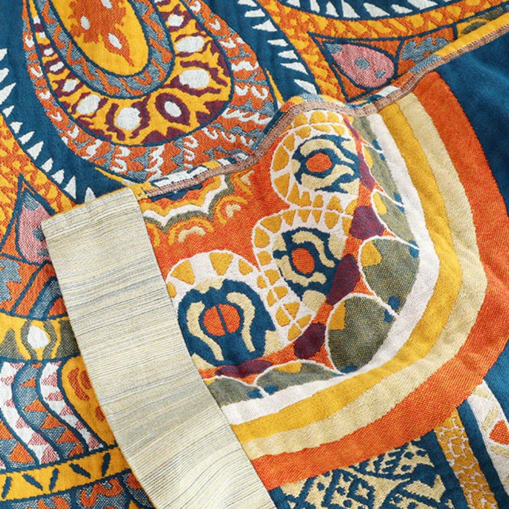 Reversible Golden Lotus Plush Throw Blanket for Cozy Comfort