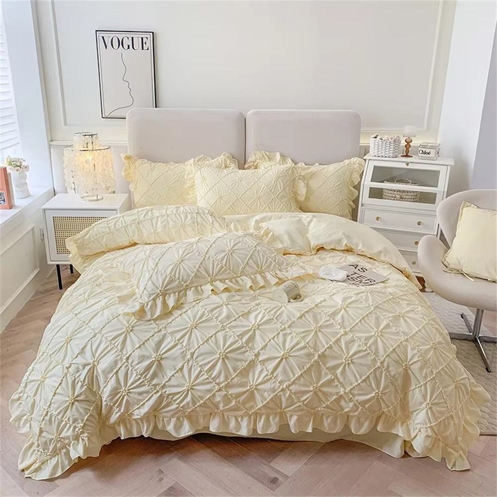 Belle Cotton Plush Ruffle Bed Set | 4-Piece Bedding Set for Cozy Comfort