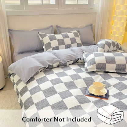 Chateau Checkered Bedding Set - 3 Piece Comforter & Pillowcase Set