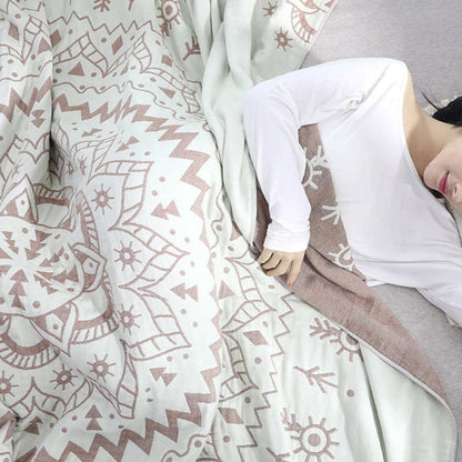 Reversible Mandala Cotton Throw Blanket - Soft Boho Home Decor