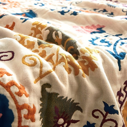 Soft Breathable Cotton Gauze Bed Coverlet for Summer Comfort