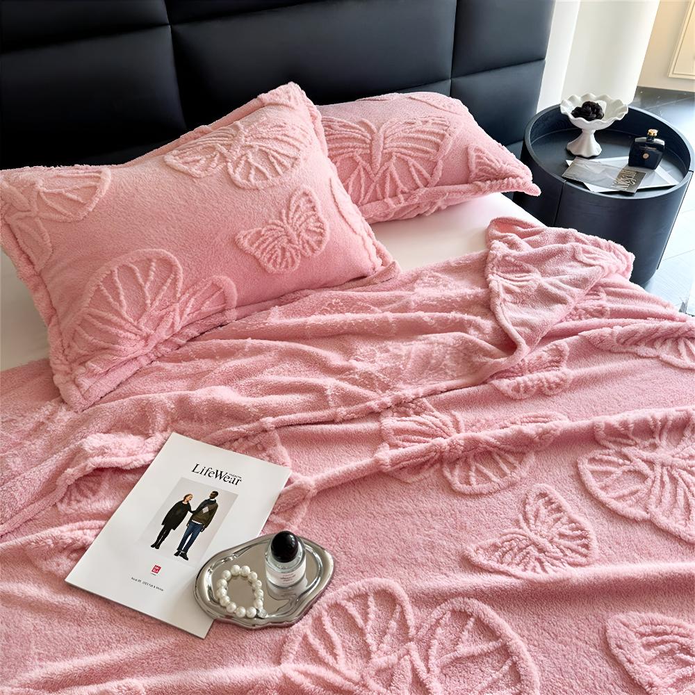 Weiche Schmetterlings-Jacquard-Flanell-Wurfdecke für gemütliche Wohnkultur