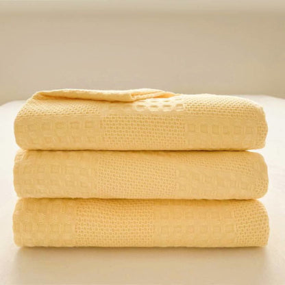 Cozy Blush Waffle Checkered Throw Blanket for Home Decor