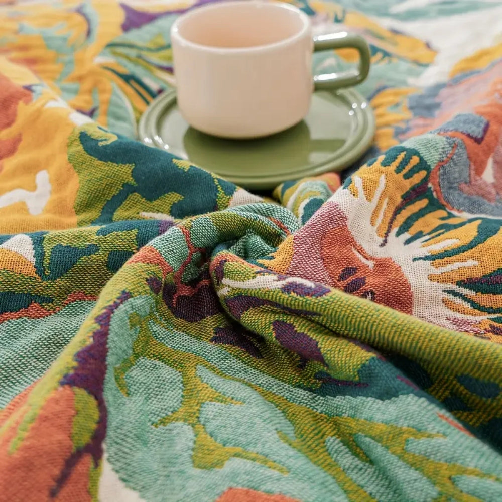 Plaid en coton floral Sienne douillet pour la décoration intérieure et le confort