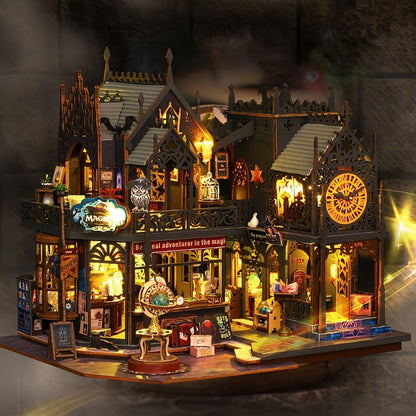 3D Wooden Book Nook | LED-Lit Miniature Bookend Scene