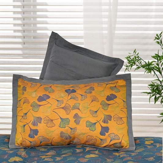 Ginkgo Leaf Cotton Pillowcases - Decorative Embroidered Bedding Set