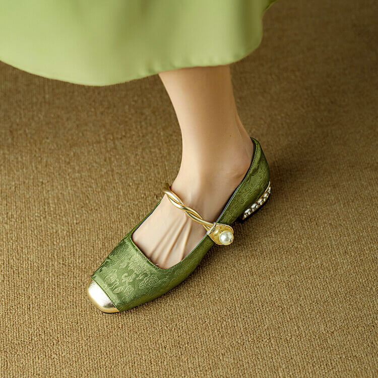 Ballerines en satin brodées pour femmes Lianhua