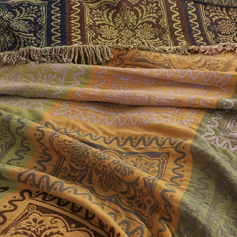 Boho Mandala Quastendecke für gemütliche Wohnkultur