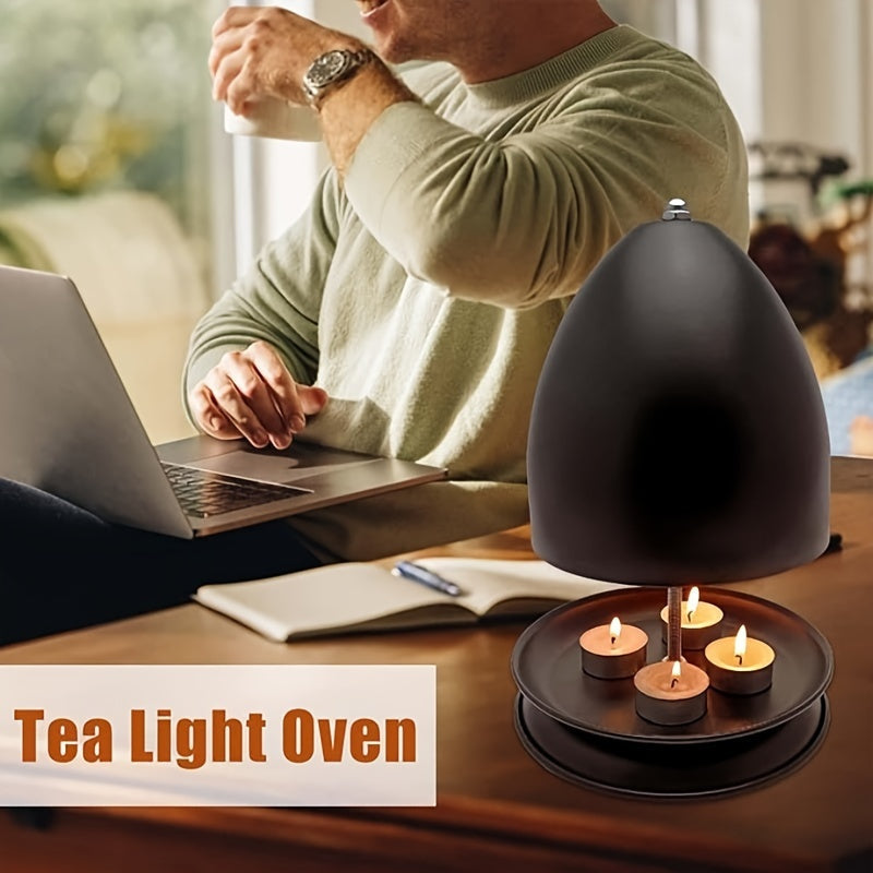 Schwarzes Teelicht-Kerzenwärmer-Kit mit Handwärmer & Halter - Flameless Heating für Zuhause & Garten