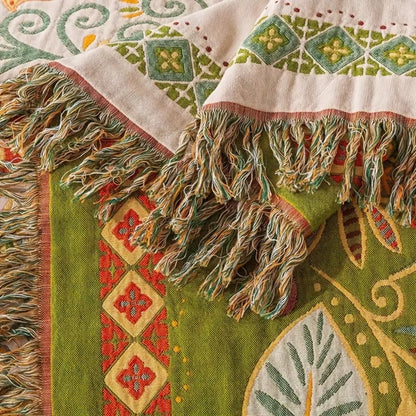 Reversible Boho Autumn Leaf Throw Blanket for Cozy Home Decor