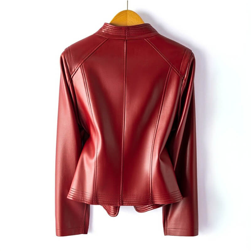 Veronica | Damen Vegan Leder Moto Mantel