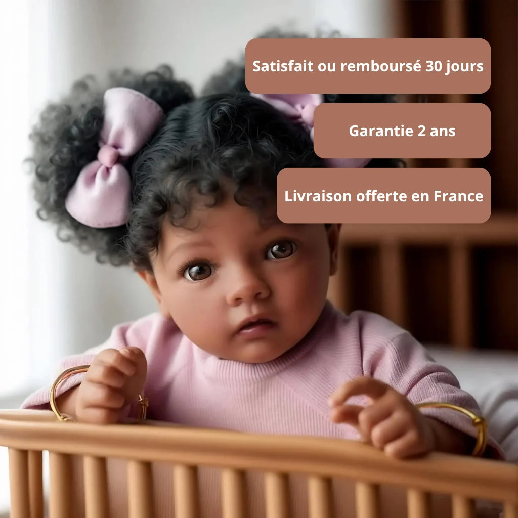 Leila Handmade Reborn Baby Girl Doll with Wavy Black Hair