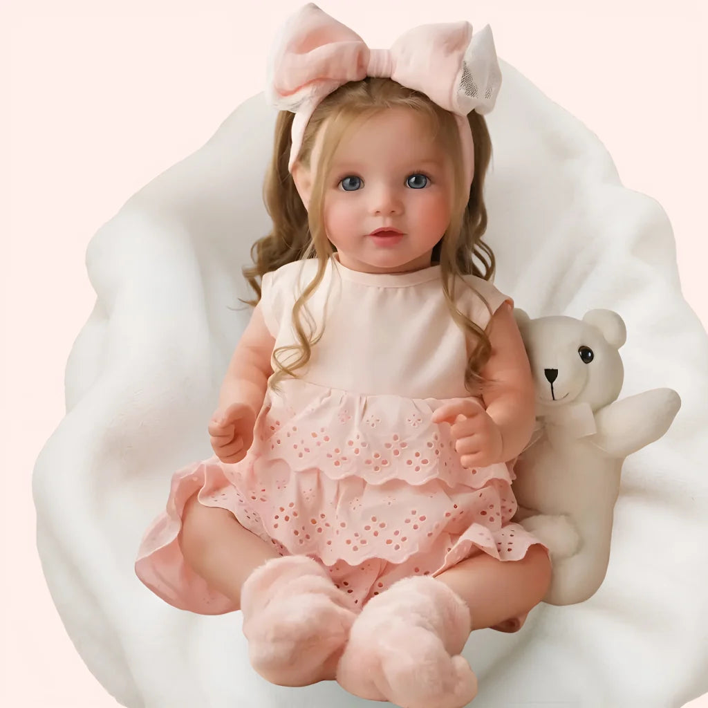 Luna Handmade Reborn Baby Girl Doll with Blue Glass Eyes