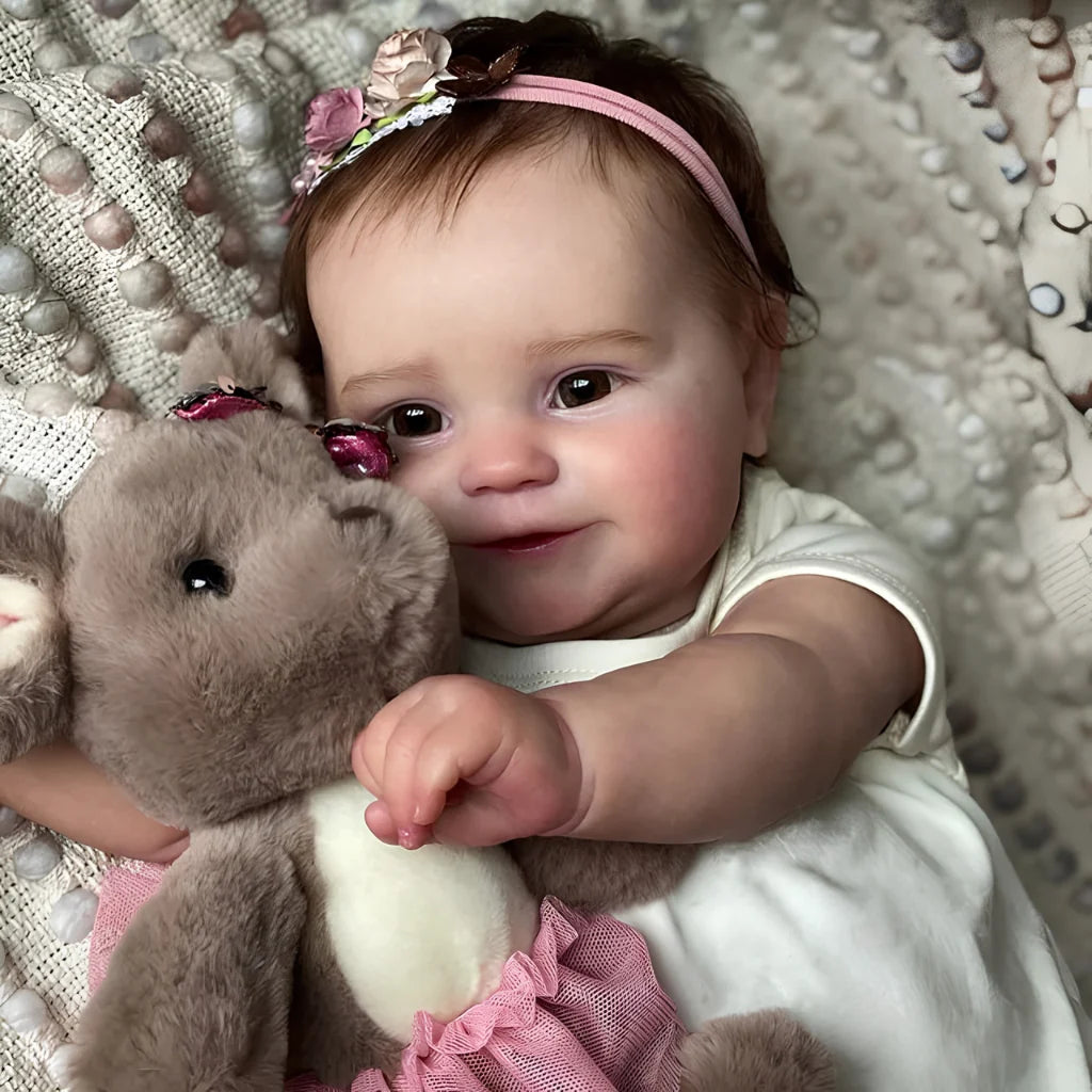 Maddie Handmade Reborn Baby Girl Doll with Dark Brown Hair