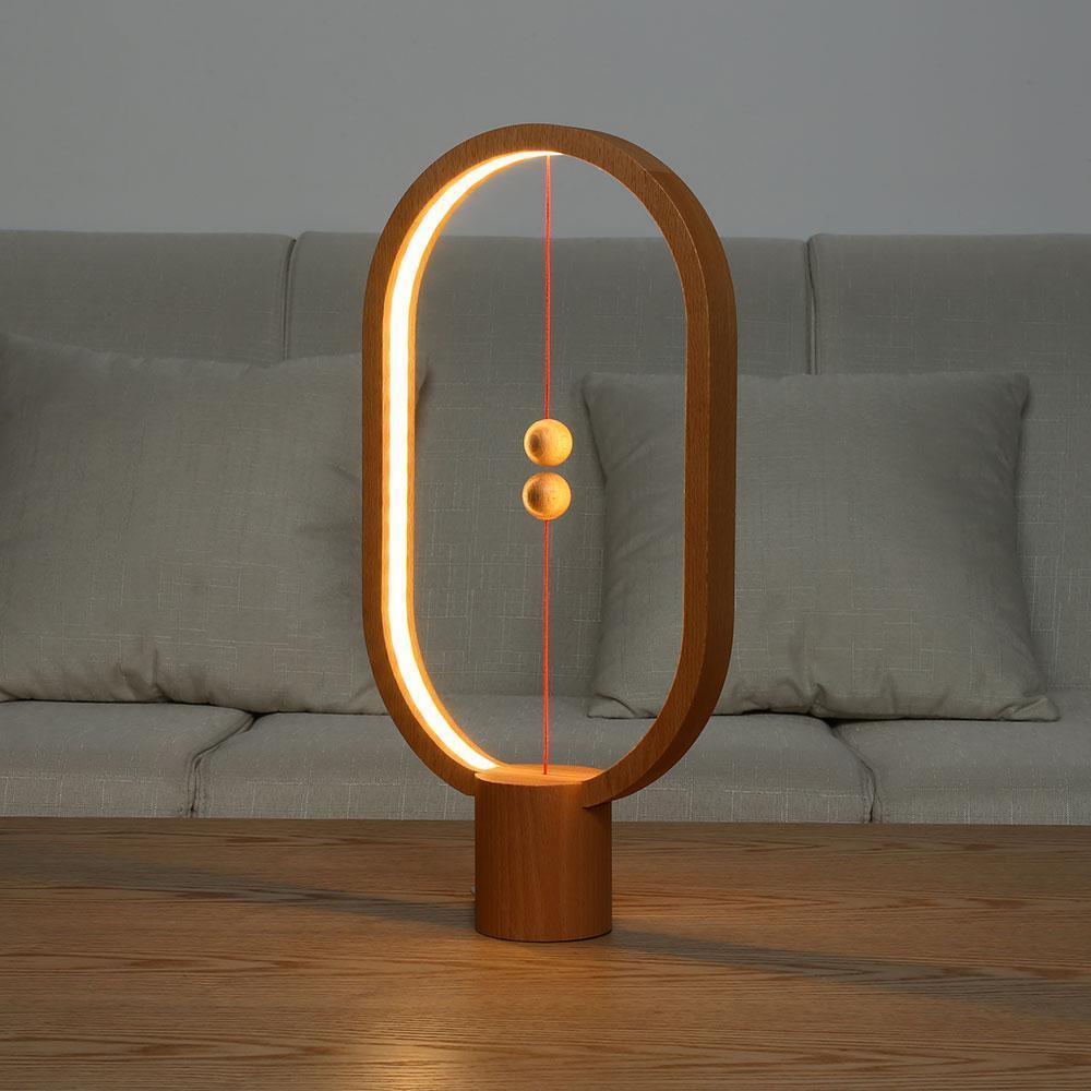 Moderne Holz-LED-Tischlampe mit Touch-Steuerung & magnetischem Schalter