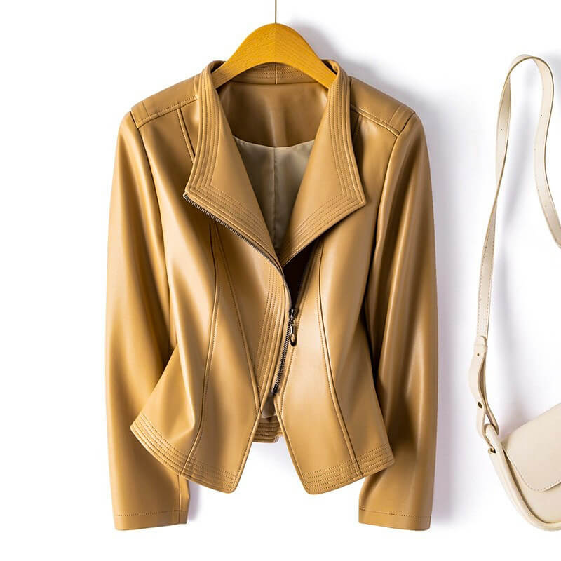 Veronica | Damen Vegan Leder Moto Mantel