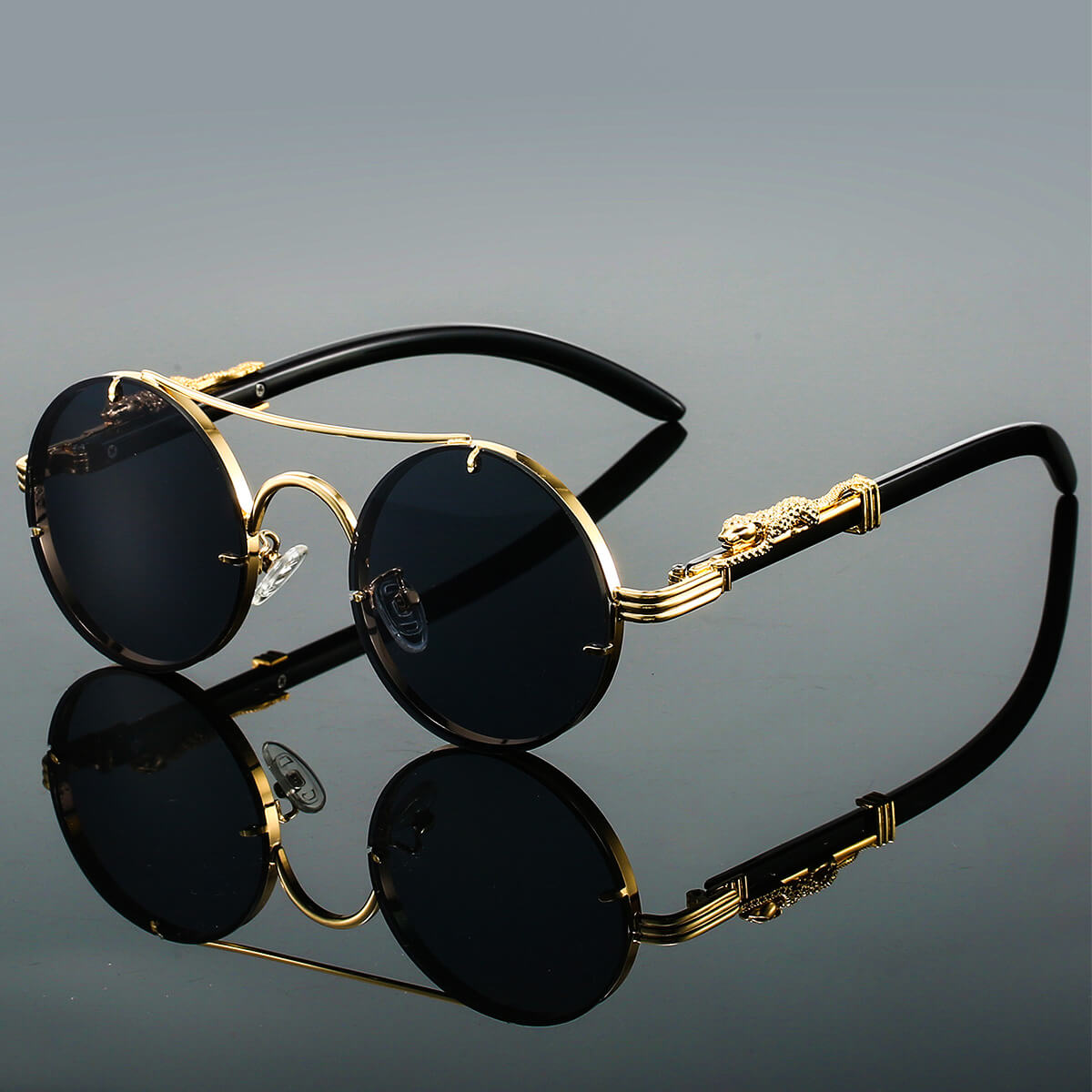 Panthera Damen Retro Runde Sonnenbrille