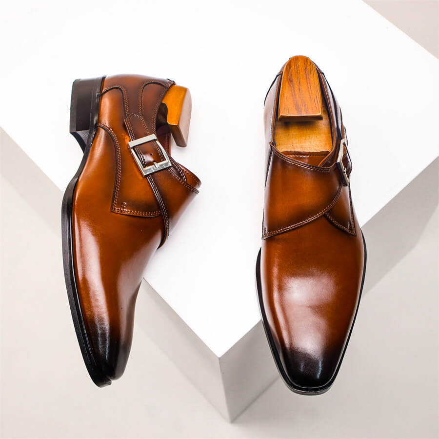 Valente | Herren Italienische Leder Monk Strap Schuhe