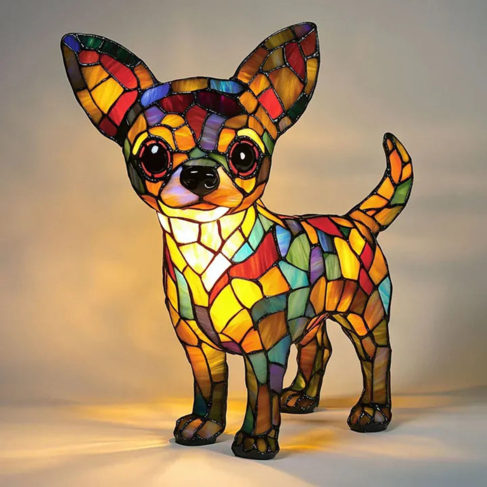 Französische Bulldogge Buntglas-Tischlampe | Tiffany-Stil Hundelampe