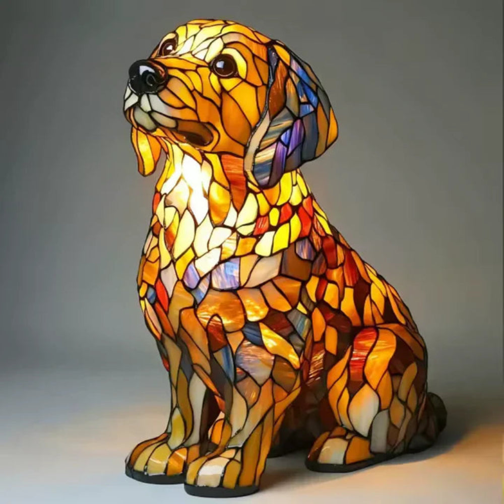 Französische Bulldogge Buntglas-Tischlampe | Tiffany-Stil Hundelampe