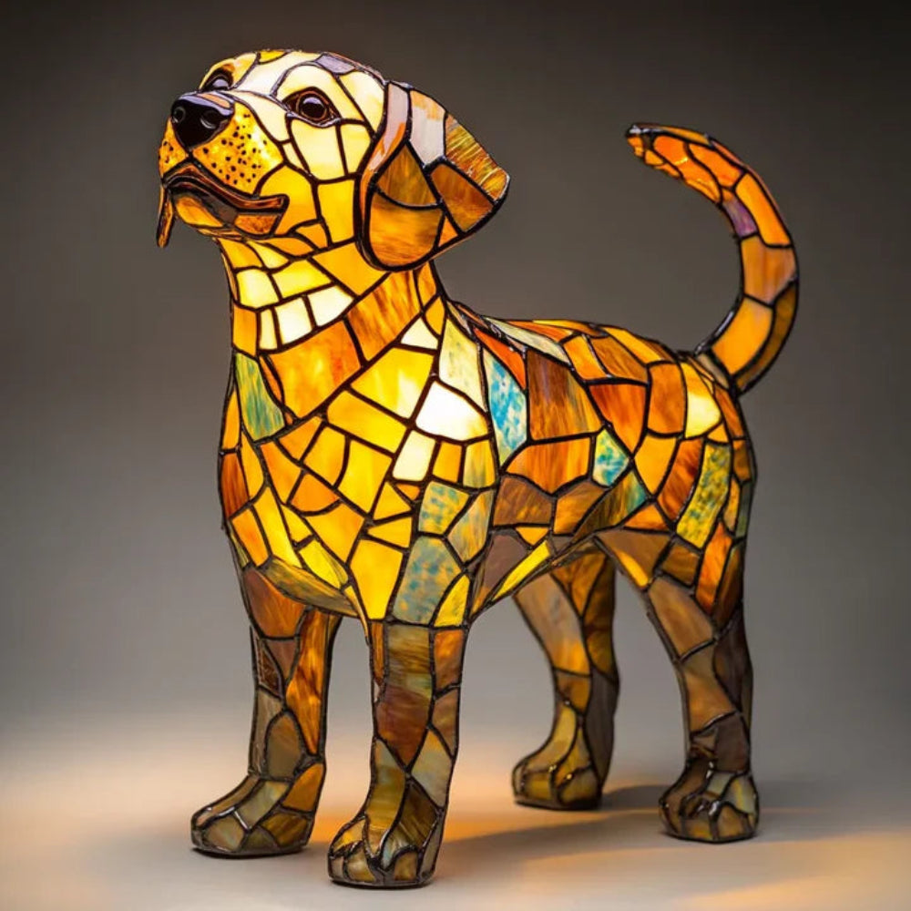 Französische Bulldogge Buntglas-Tischlampe | Tiffany-Stil Hundelampe