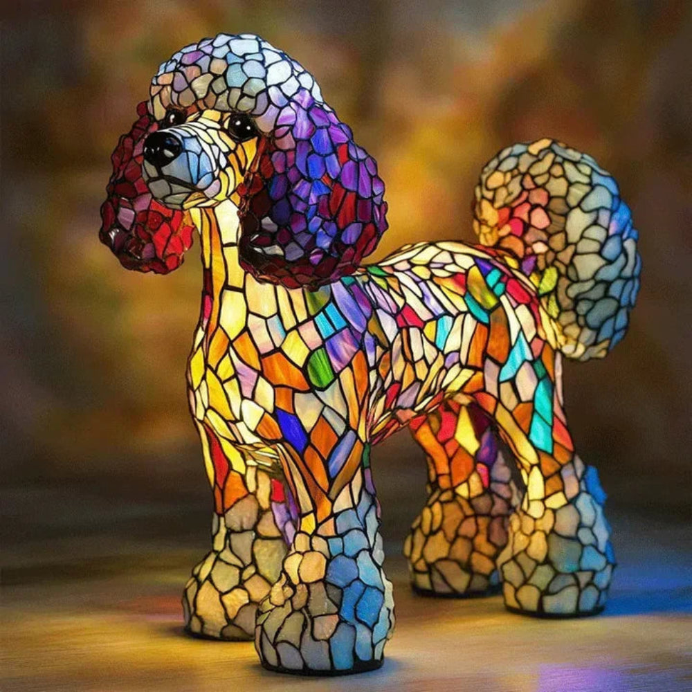 Französische Bulldogge Buntglas-Tischlampe | Tiffany-Stil Hundelampe