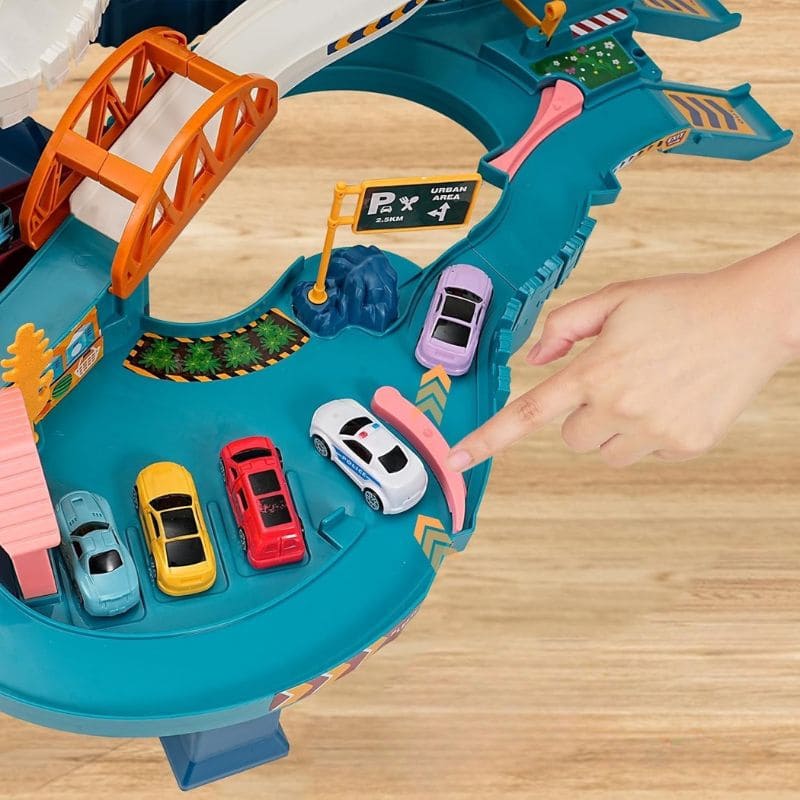 Dinosaur Car Track and Interactive Garage with Lights and Sounds