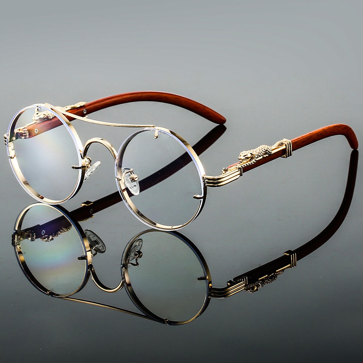 Panthera Damen Retro Runde Sonnenbrille