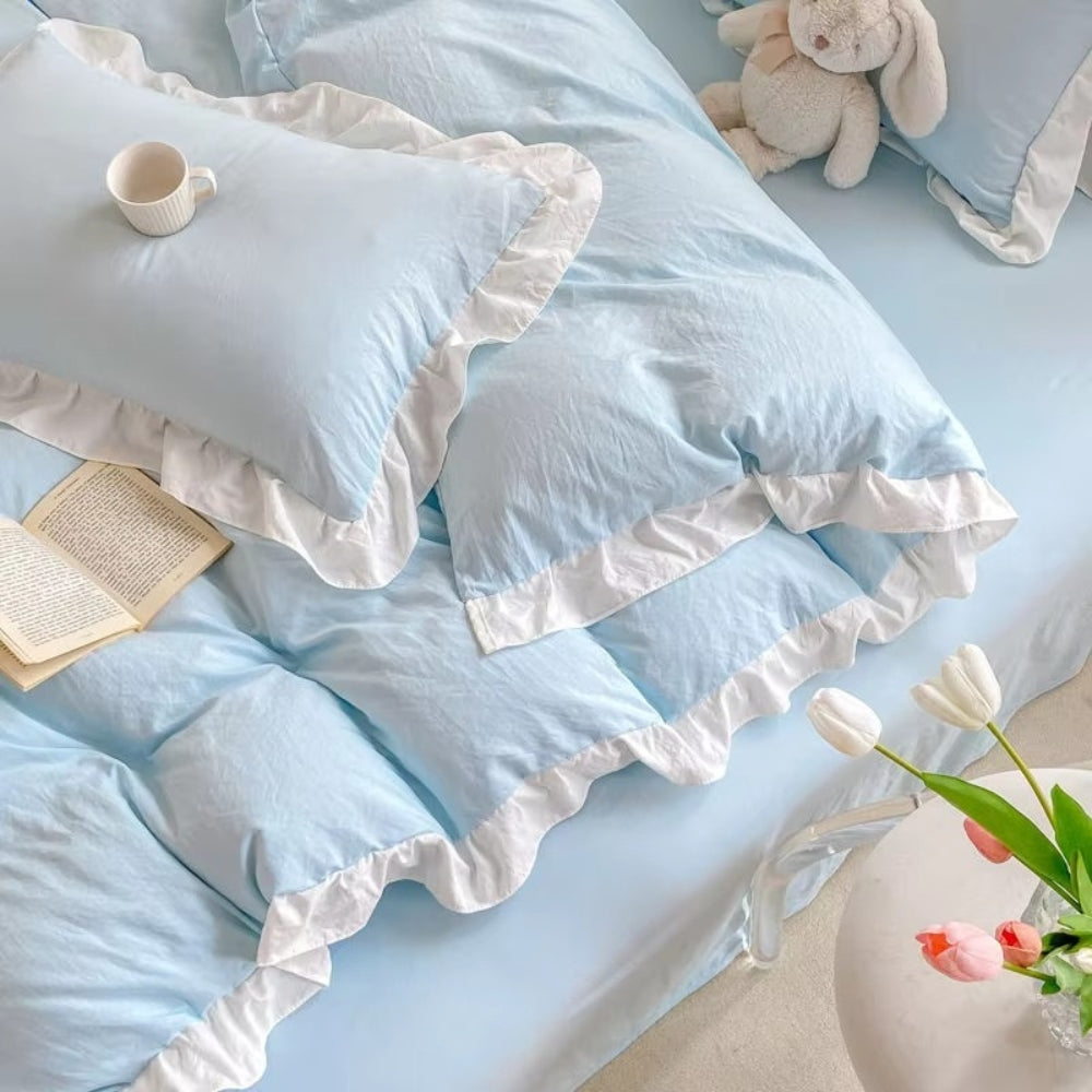 4-Piece Cottage Ruffle Cotton Bedding Set - Soft, Cozy Bed Linens