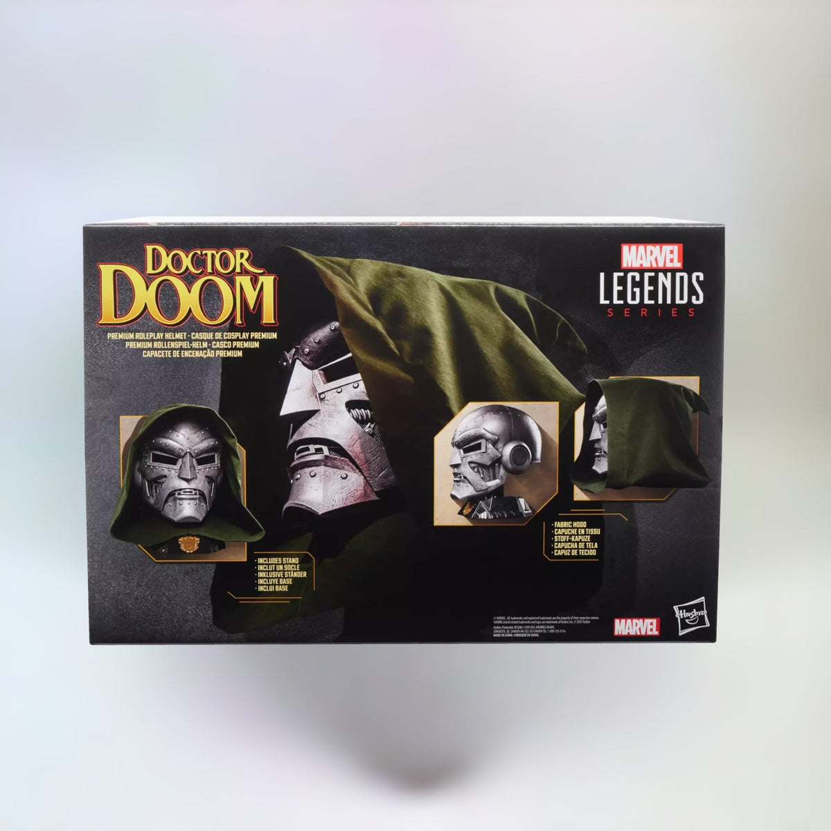 Casque de Doctor Doom Marvel Legends avec capuche et socle de présentation