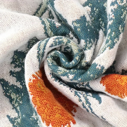 Cozy Farmhouse Floral Cotton Blanket for Home Decor & Comfort