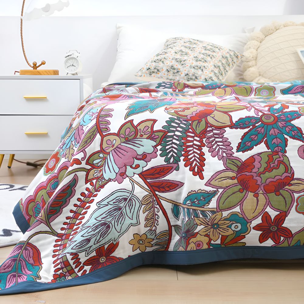 Reversible Floral Throw Blanket for Cozy Home Decor and Comfort