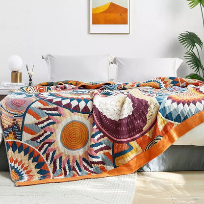 Soft Sunburst Cotton Throw Blanket for Cozy Home Decor