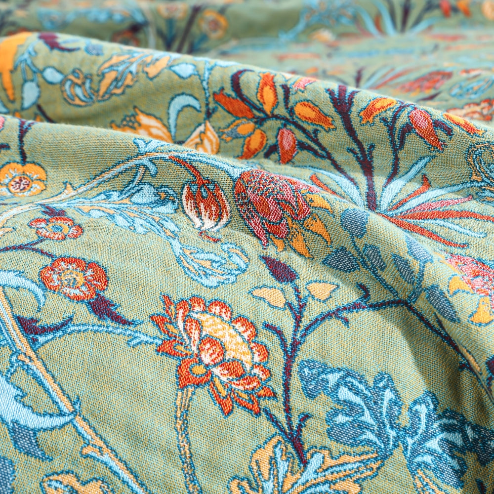 Reversible Cotton Throw Blanket - Soft, Cozy, Wild Petal Design