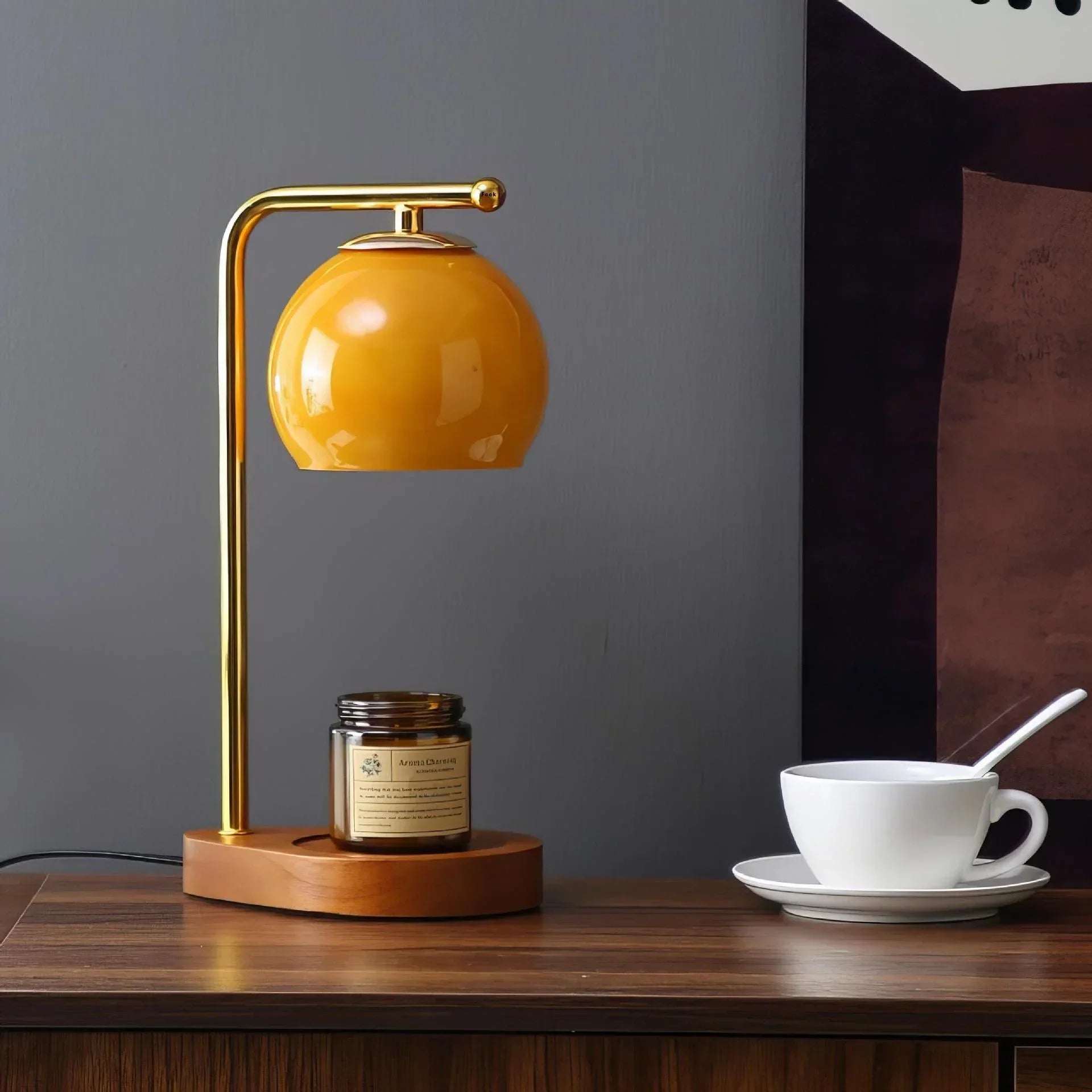 Zeitgenössische Kerzenwärmerlampe mit Marmorfuß