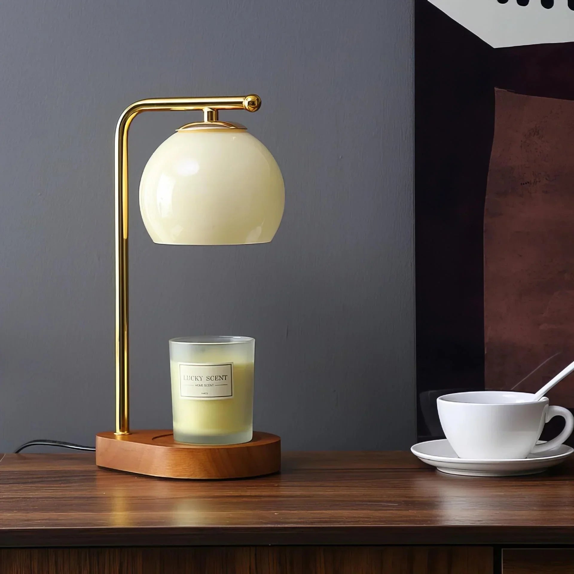 Zeitgenössische Kerzenwärmerlampe mit Marmorfuß