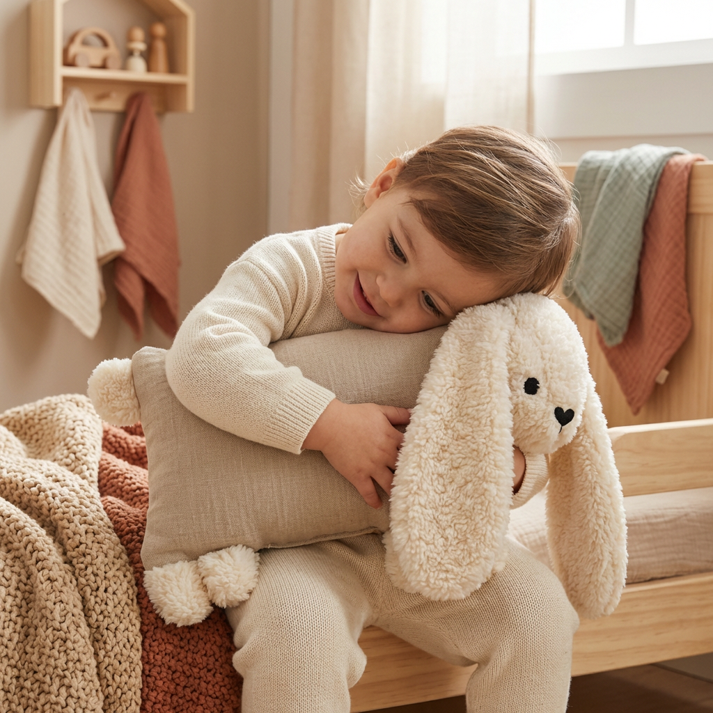 Personalised Rabbit Soft Toy with Organic Cotton and Merino Wool