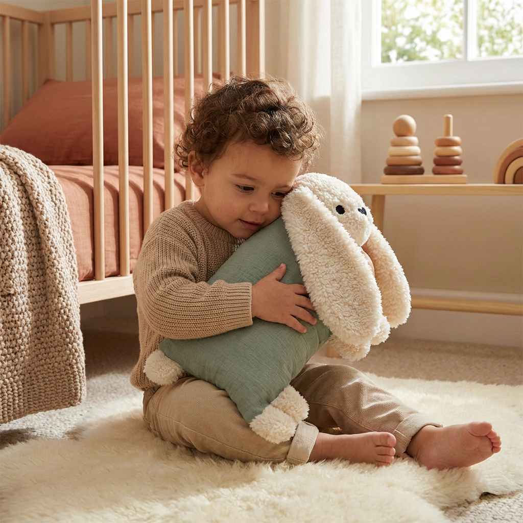 Personalised Rabbit Soft Toy with Organic Cotton and Merino Wool