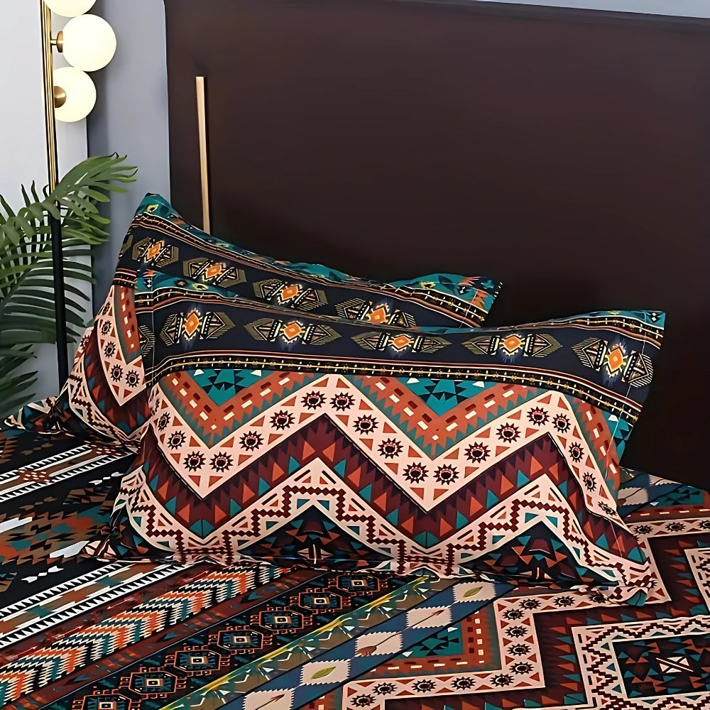 Boho-Stamm-Muster Bettbezugset - Stilvolle Bettwäsche für Wohnkultur