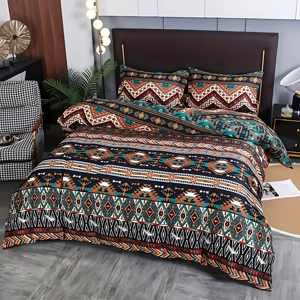 Boho Tribal Print Quilt Cover Set - Stylish Bedding for Home Decor