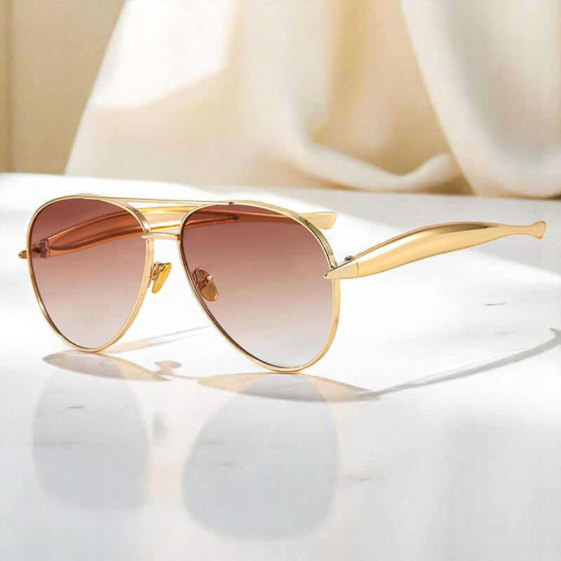 Jinkee Damen Goldfarbene Aviator Sonnenbrille