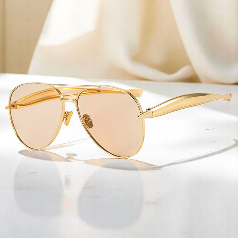 Jinkee Damen Goldfarbene Aviator Sonnenbrille