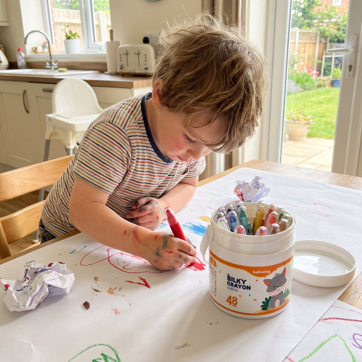 Kids' Washable Twist-Up Crayons with Storage Bucket