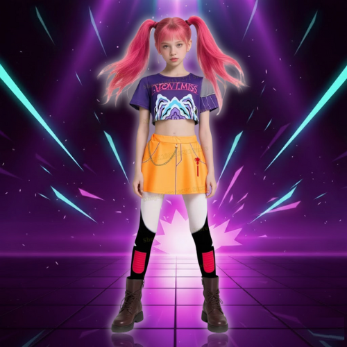 Girls' Colourful K-Pop Style Cosplay Outfit