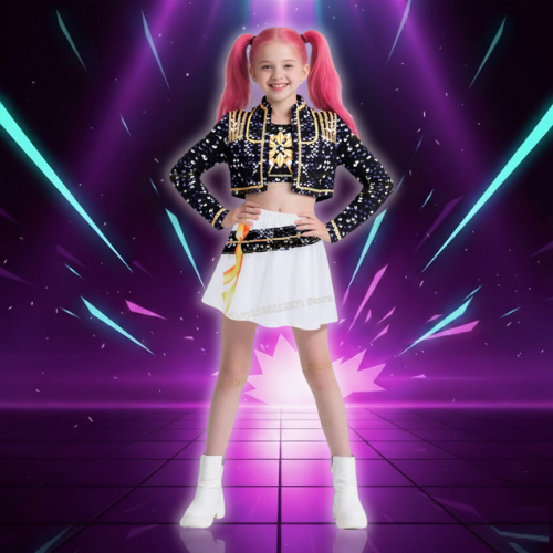 Girls' Colourful K-Pop Style Cosplay Outfit
