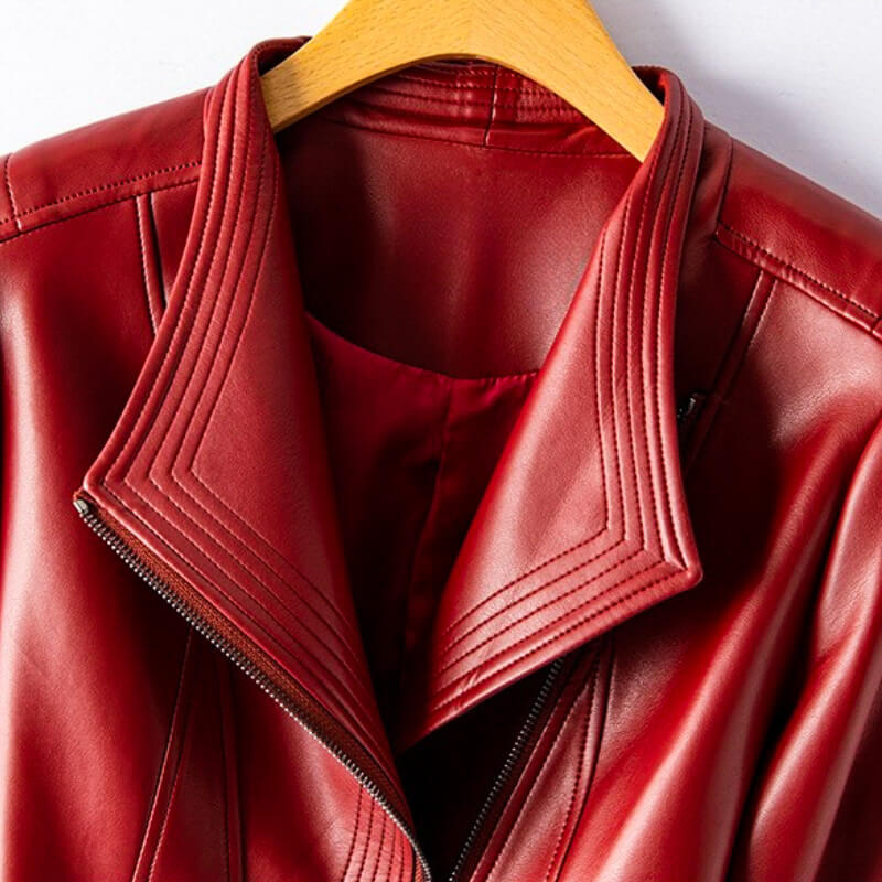 Veronica | Damen Vegan Leder Moto Mantel