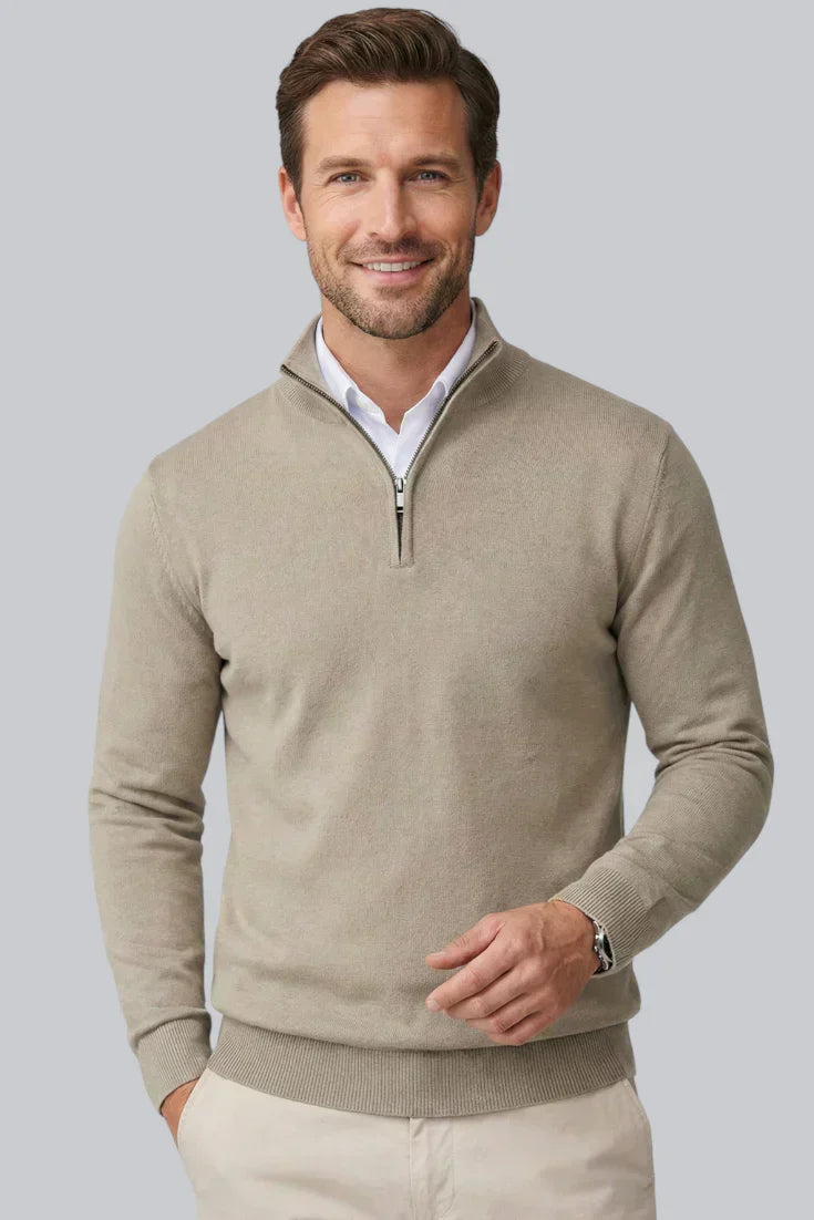 Pull épais pour homme avec poignets côtelés et manches longues
