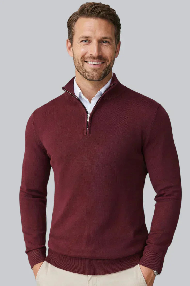 Pull épais pour homme avec poignets côtelés et manches longues
